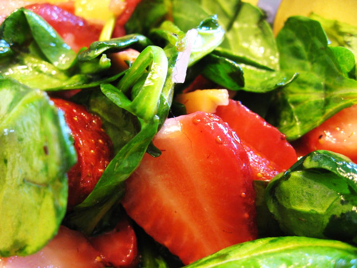 Spinach Salad with Fresh Strawberries & Raspberry Vinaigrette